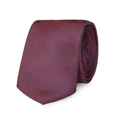Dark red textured two-tone slim tie
